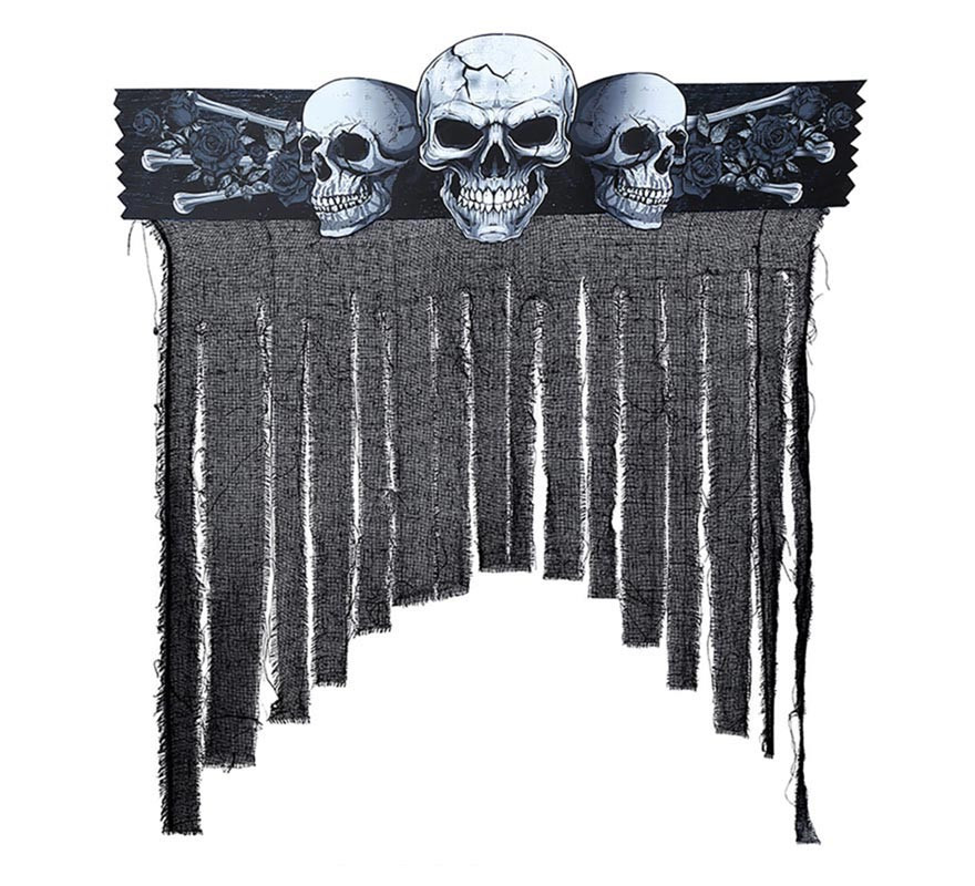 Vorhang mit dunklen Totenköpfen, 90 x 30 cm-B