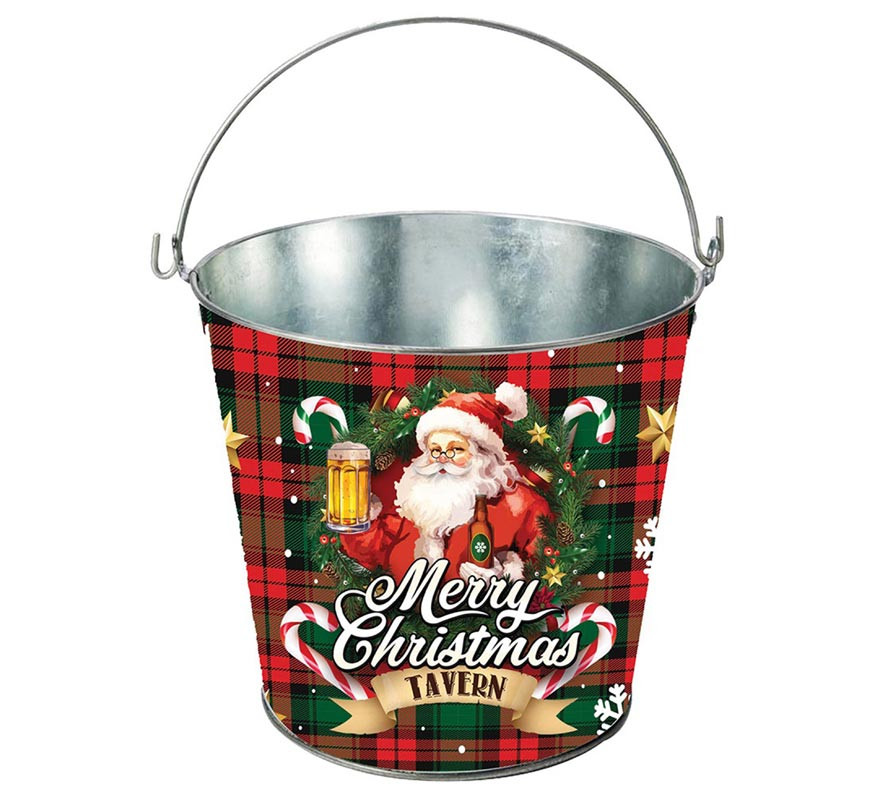 Cubo Merry Christmas de metal de 19x23 cm-B