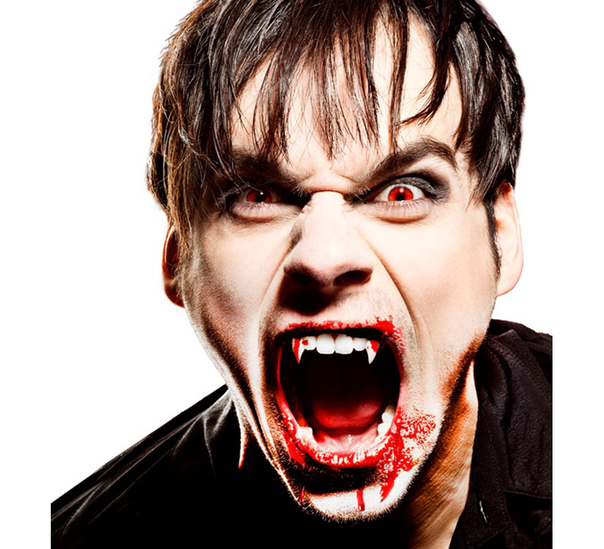 Dentaduras de Vampiro com 4 Cápsulas de Sangue-B