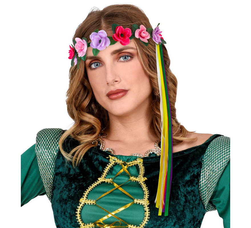 Blumen-Stirnband mit mehrfarbigen Bändern in 6 verschiedenen Modellen-B