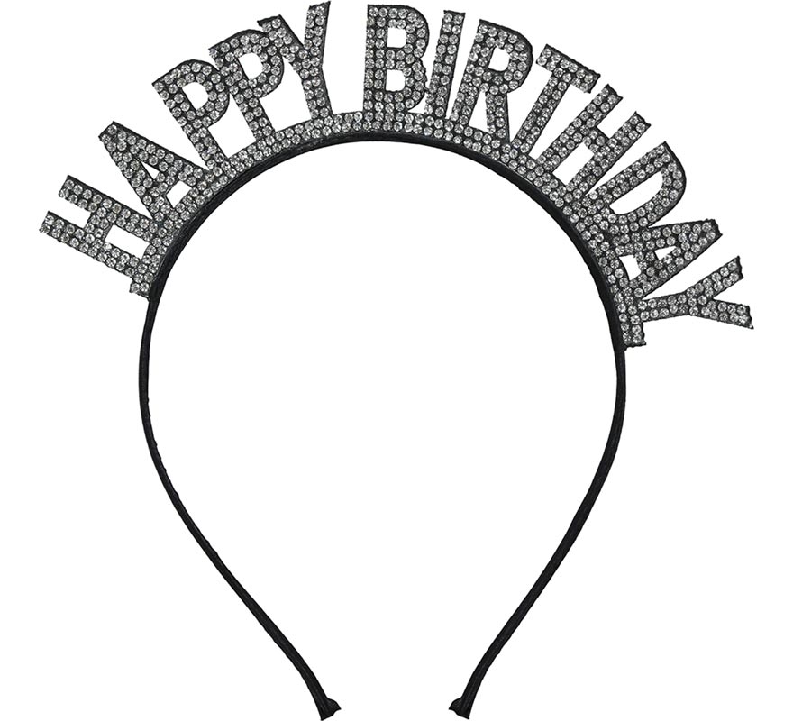 Diadema de 'Happy Birthday' plateada-B