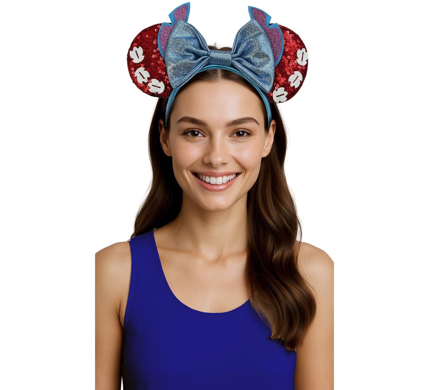 Diadema de Monstruito azul con Orejas de Ratoncita-B