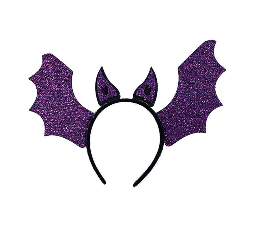 Diadema de Murciélago lila alas extendidas-B