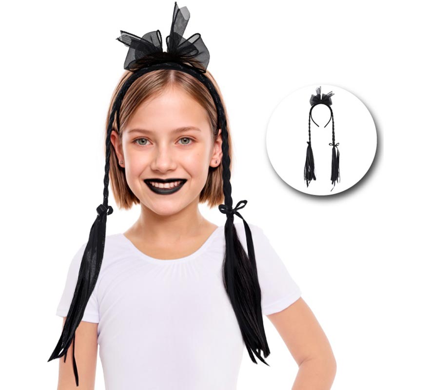 Children's Bow Headband with Two Braids-B