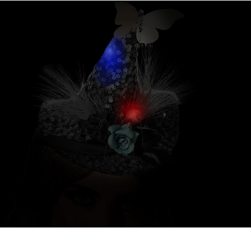 Diadema Mini Sombrero de Bruja Luz Negro-B