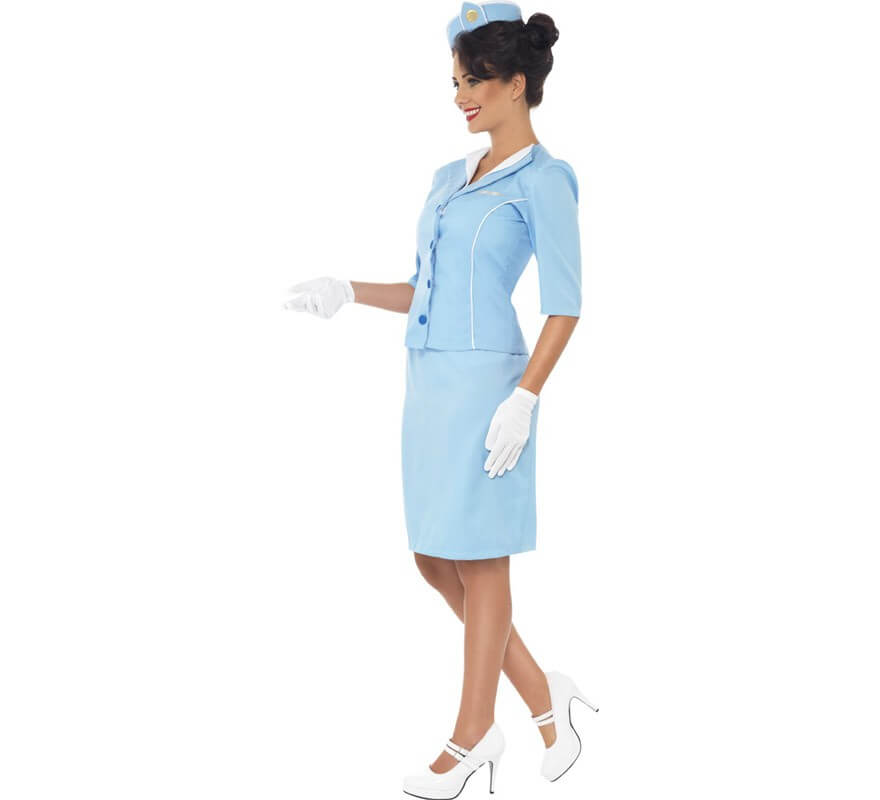 Costume da hostess di volo commerciale blu per una donna-B