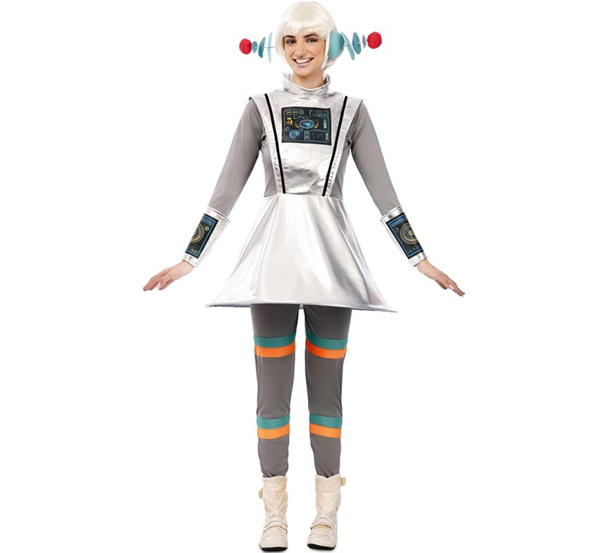 Women's Grey Space Agent Costume with Wristbands-B