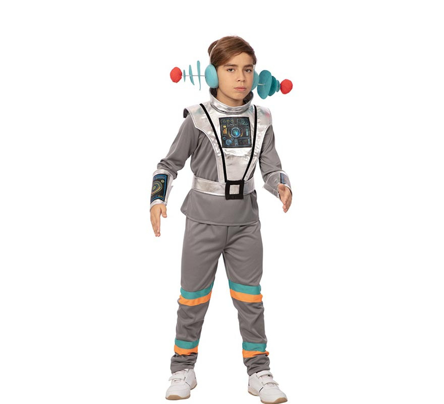 Grey Space Agent Costume with Wristbands for Boys-B