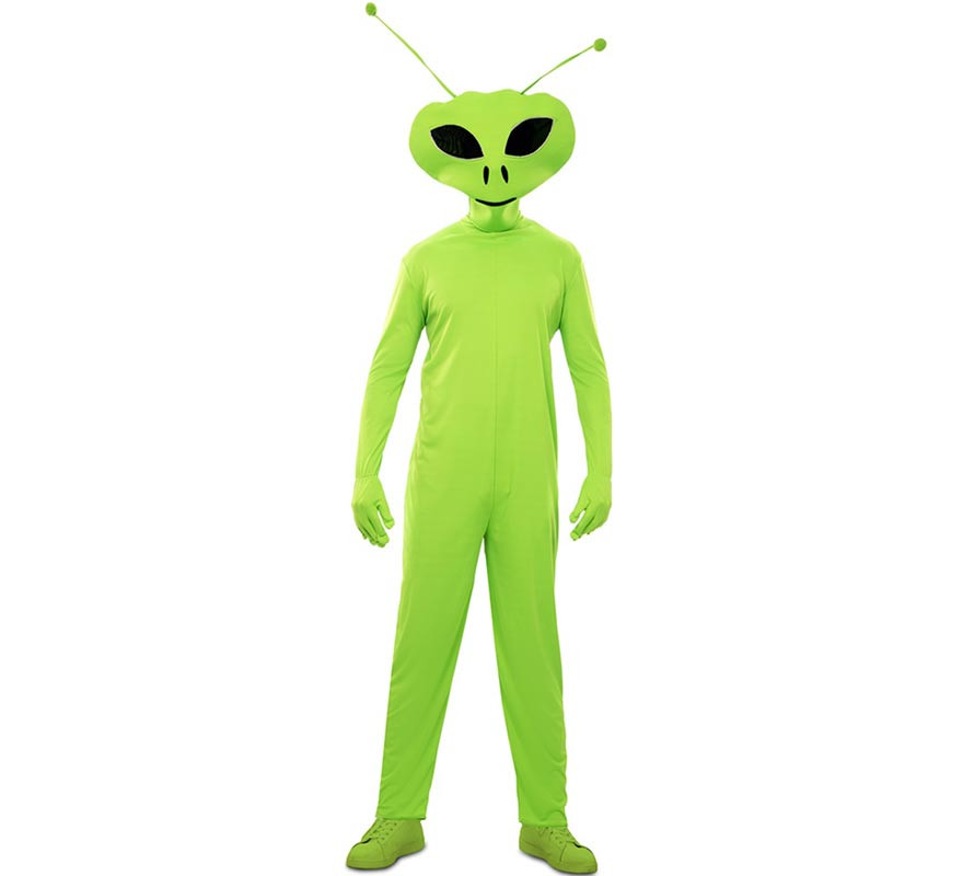 Classic green alien costume with mask for men-B