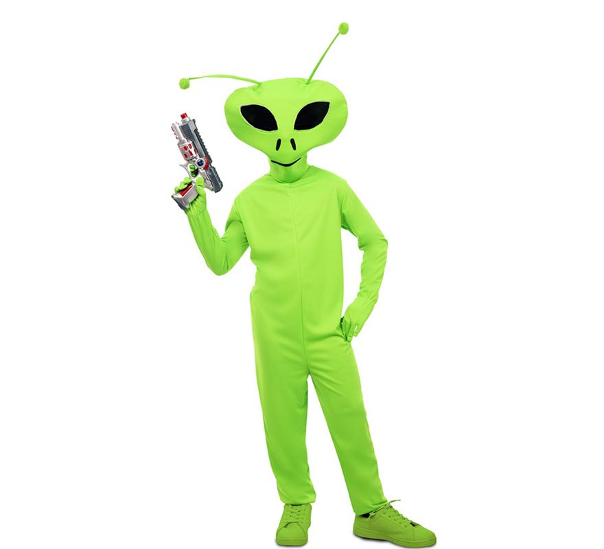 Classic green alien costume with mask for kids-B