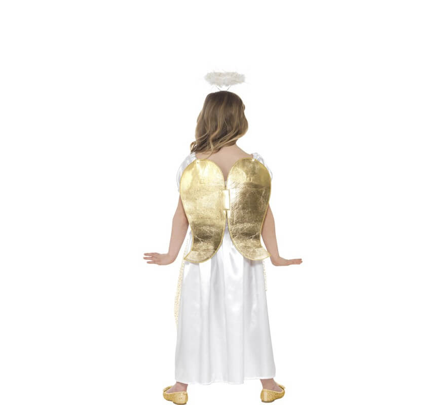 Fato de anjo branco e dourado para menina-B