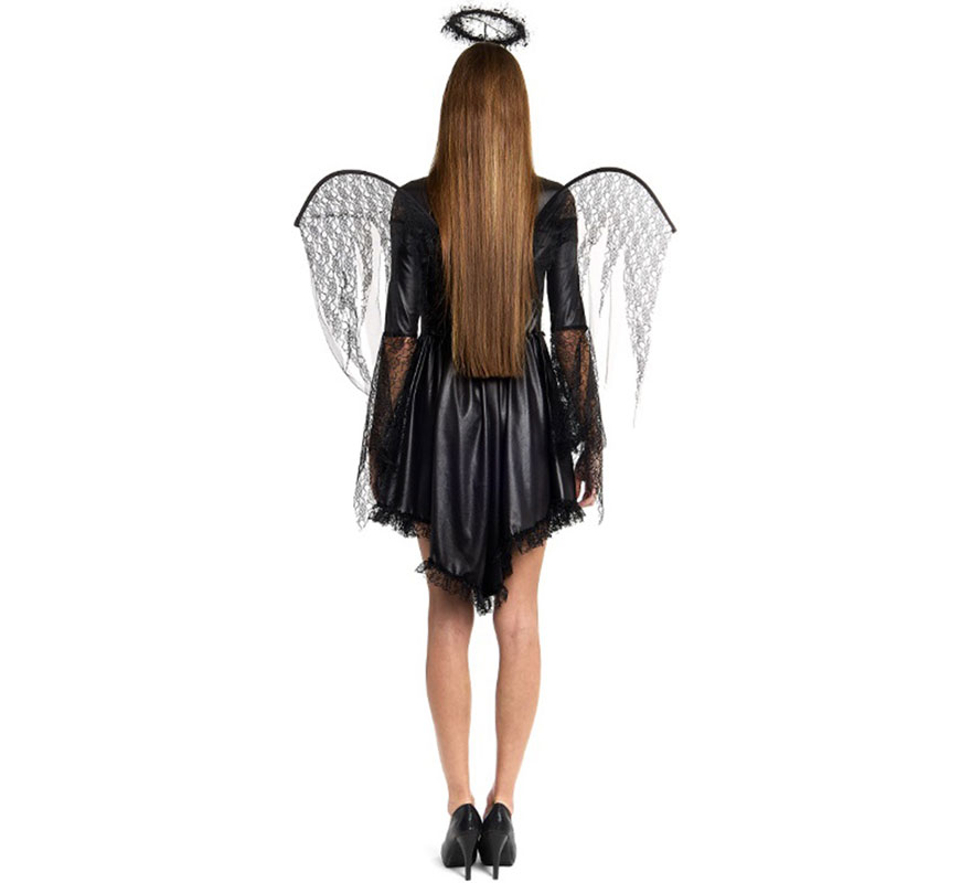 Black Angel Costume with Wings for Women-B