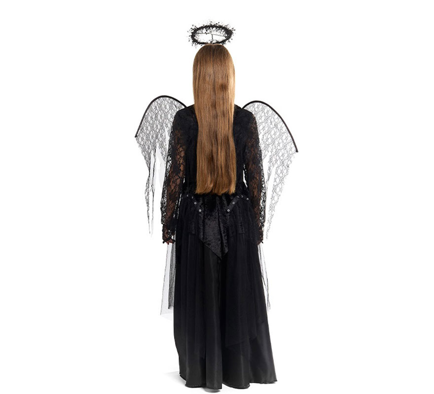 Black Angel Costume with Wings for Girls-B