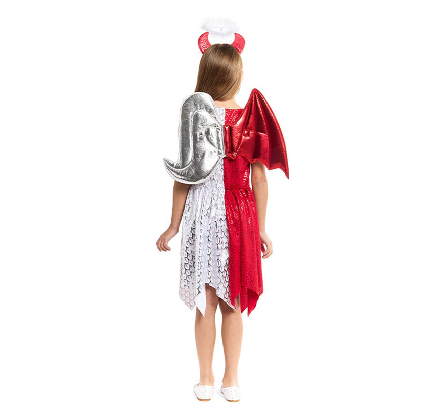 Fato de anjo e demônio com asas e chifres para meninas-B