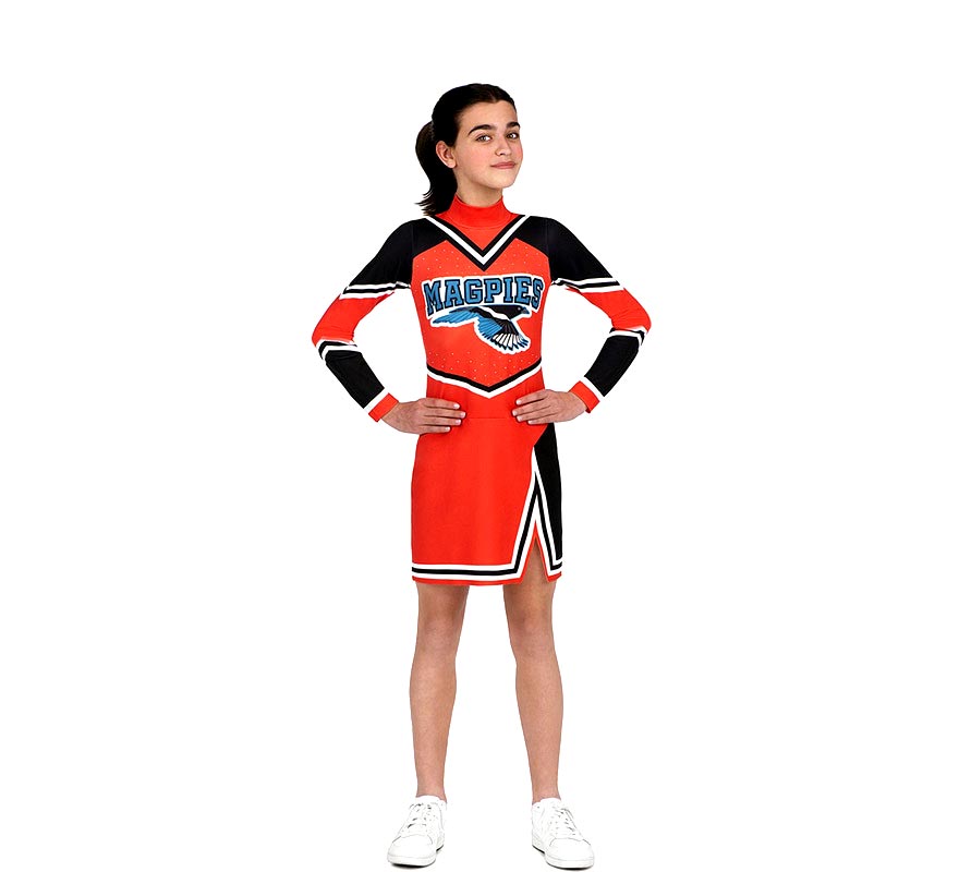 Fato de Cheerleader vermelha e preta para menina-B