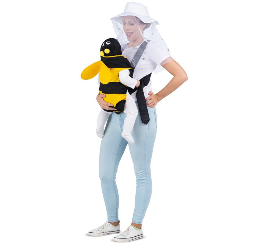 Beekeeper and Bee Costume with Backpack Cover for Adults and Babies-B