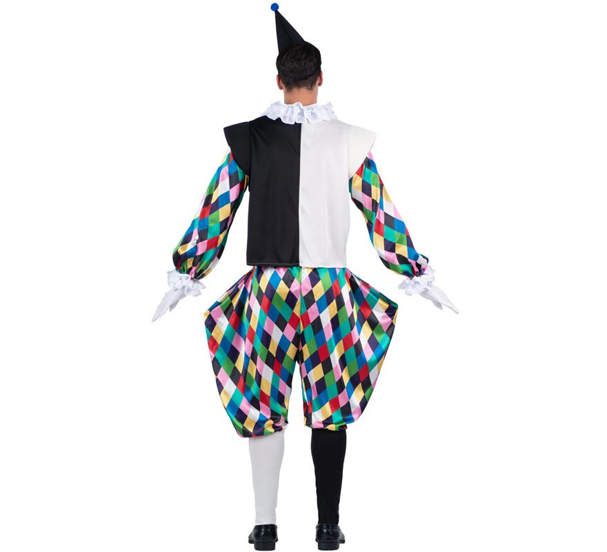 Déguisement Arlequin noir et multicolore homme-B