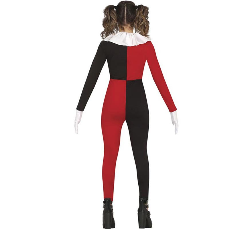 Rot-schwarzes Merry Harlequina-Kostüm für Damen-B