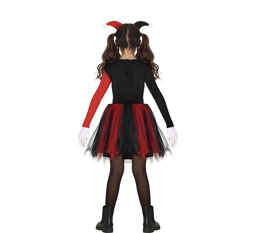 Elegante costume da Arlecchino rosso e nero per bambina-B