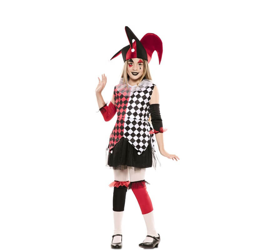 Costume da arlecchino rosso per bambina-B