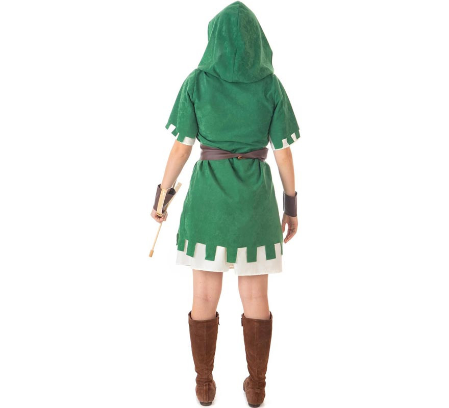 Costume da arciere verde con cappuccio per donna-B