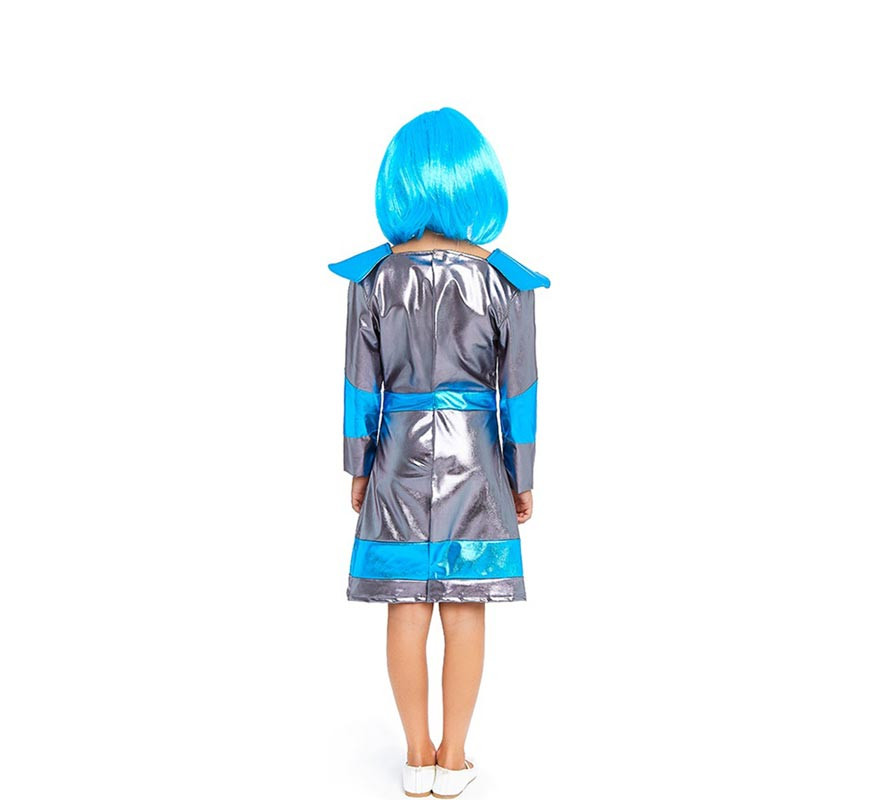 Dunkelsilbernes und blaues Astronautenkostüm für Mädchen-B