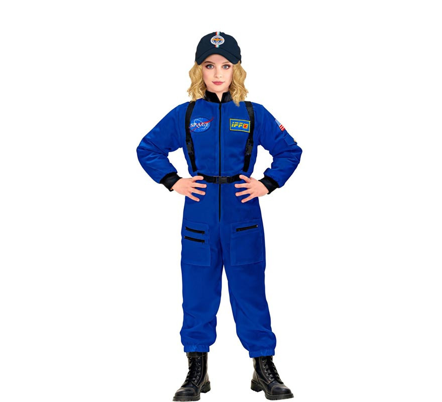 Fato de astronauta espacial azul para criança-B