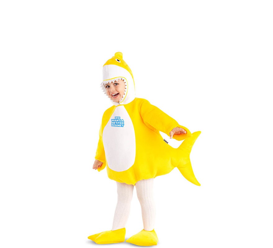 Disfraz de Baby Shark amarillo con capucha para bebé y niños-B