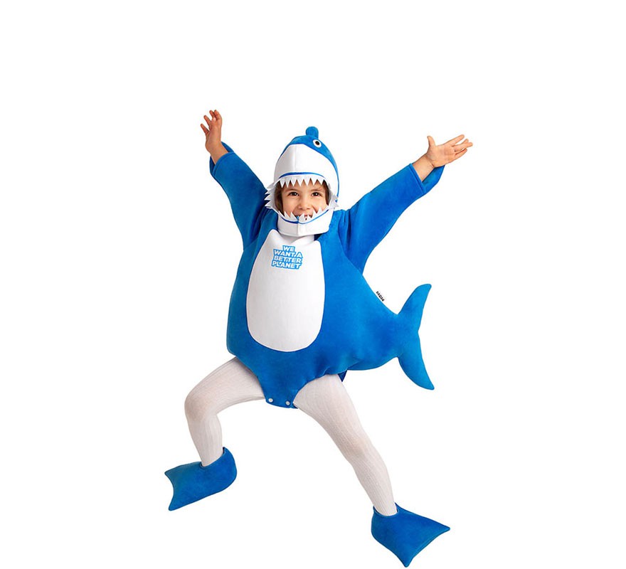 Disfraz de Baby Shark azul con capucha para bebé y niños-B