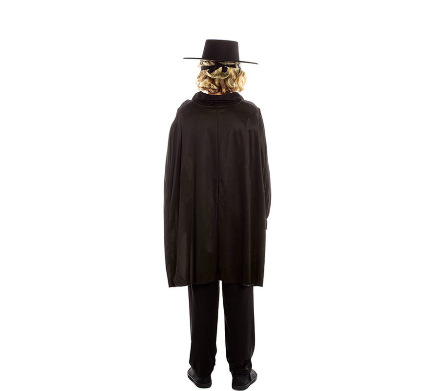 Costume da bandito Z nero con mantello per bambino-B