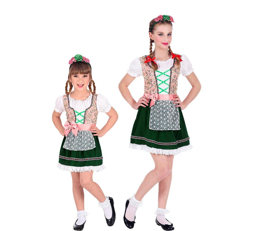 Classico costume bavarese rosa e nero per bambina-B