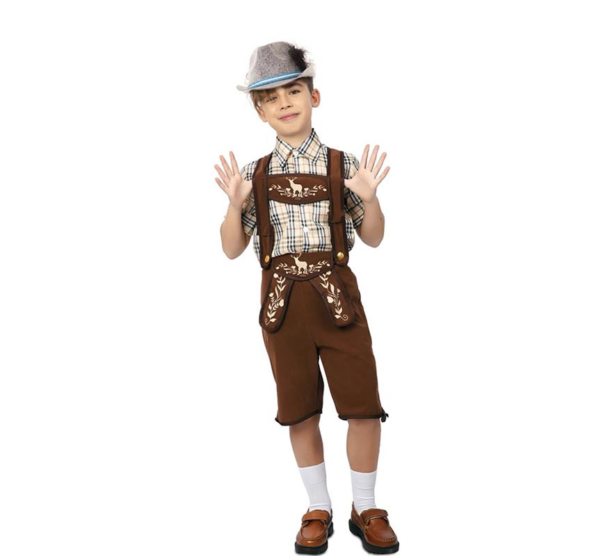 Classic brown striped Bavarian costume for boys-B