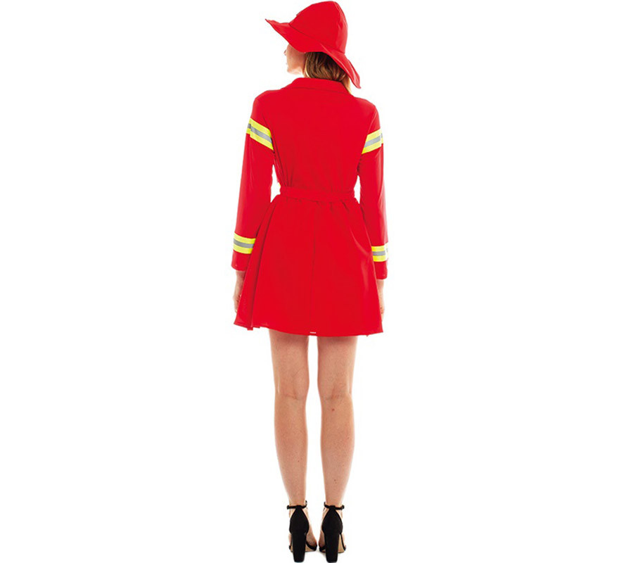 Costume da pompiere rosso e giallo per donna-B