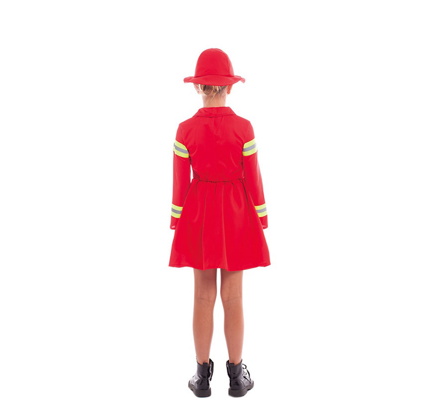 Costume da pompiere rosso e giallo per bambina-B