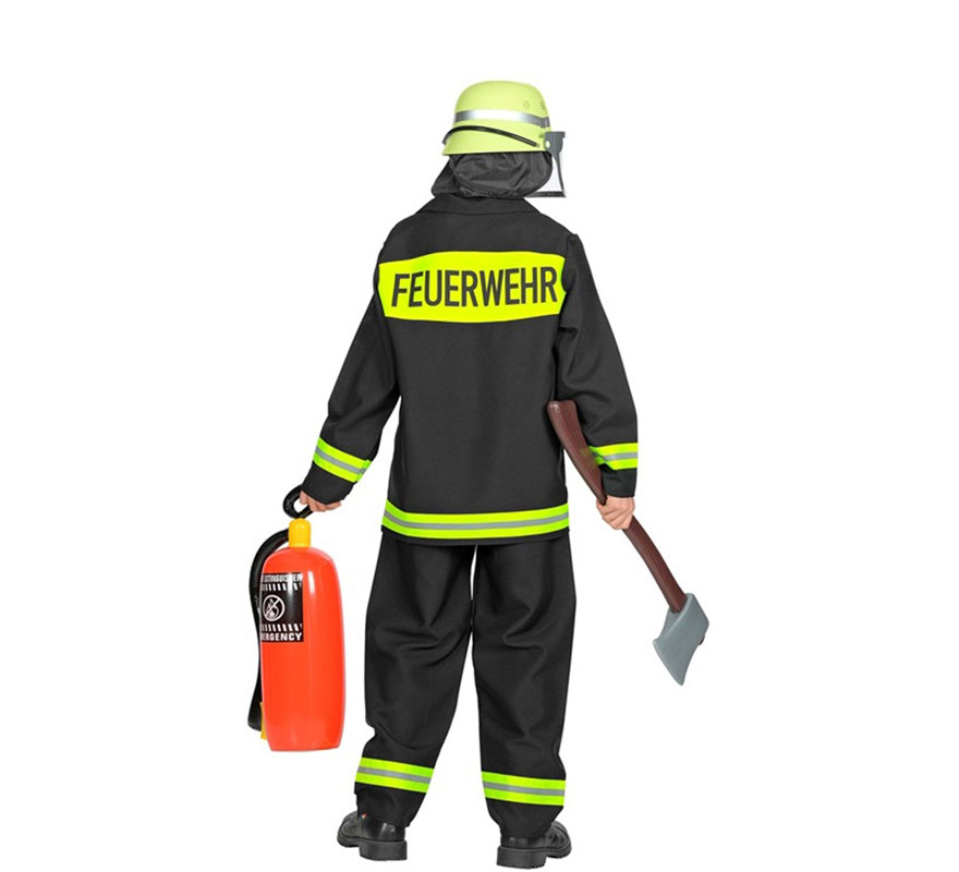 Fato de bombeiro preta e amarela para menino-B