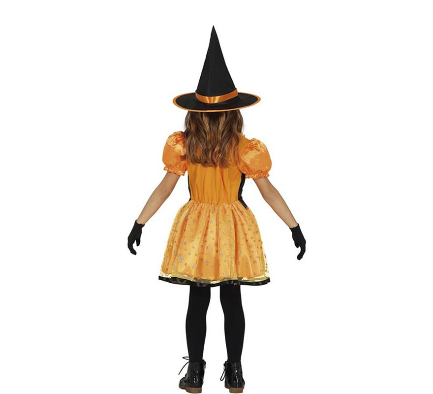 Orange Shiny Witch Costume for Girl-B