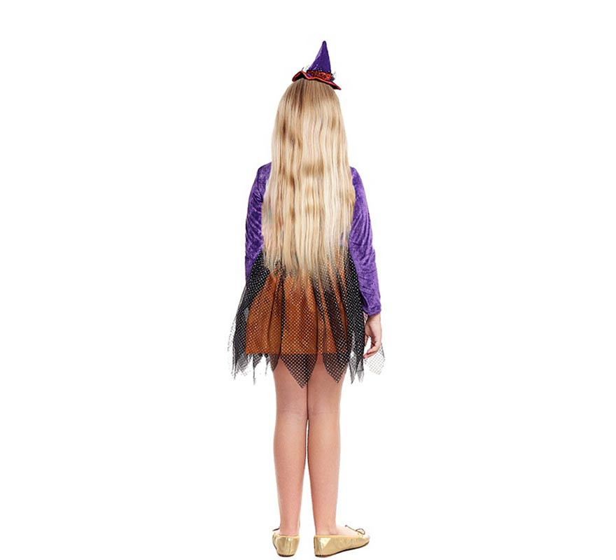 Purple and orange pumpkin witch costume for girls-B