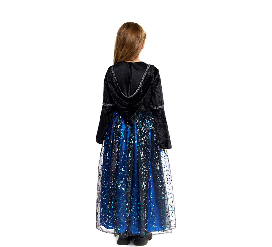 Blue Witch Costume with Stars for Girls-B