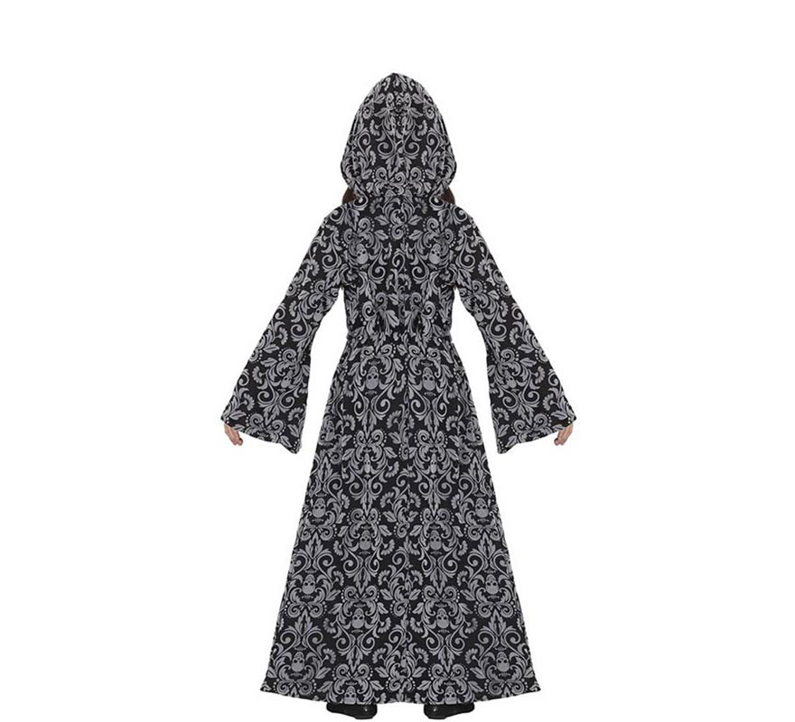 Costume de sorcière noire à capuche pour fille-B
