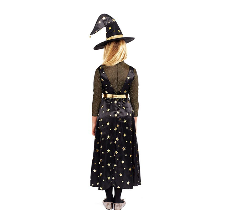 Costume da Strega Stelle Dorate con cappello per bambina-B