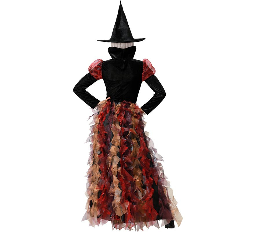 Costume de sorcière multicolore avec chapeau pour femme-B
