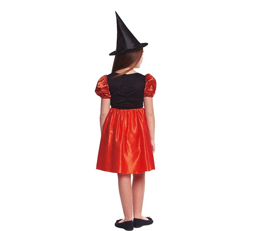 Costume da strega arancione e nero per bambina-B