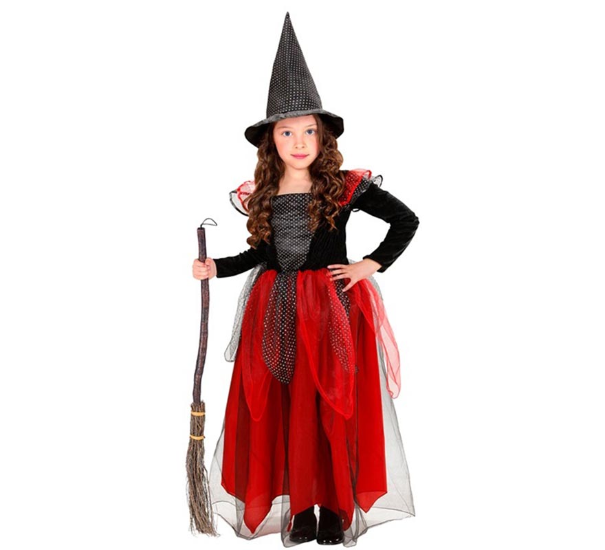 Black and red witch costume for girls and babies-B