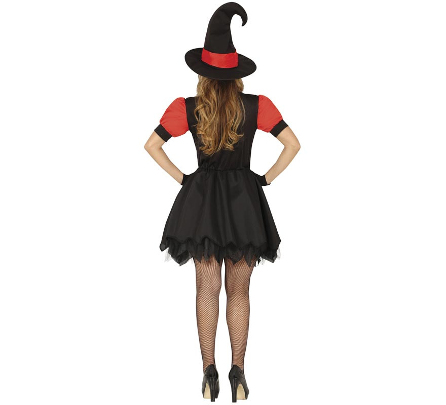 Costume da strega rosso e nero per donna-B