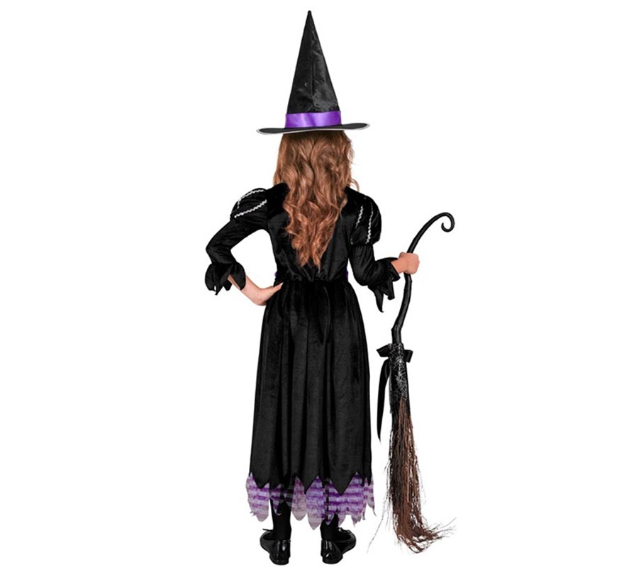 Fato de bruxa aranha lilás para meninas-B