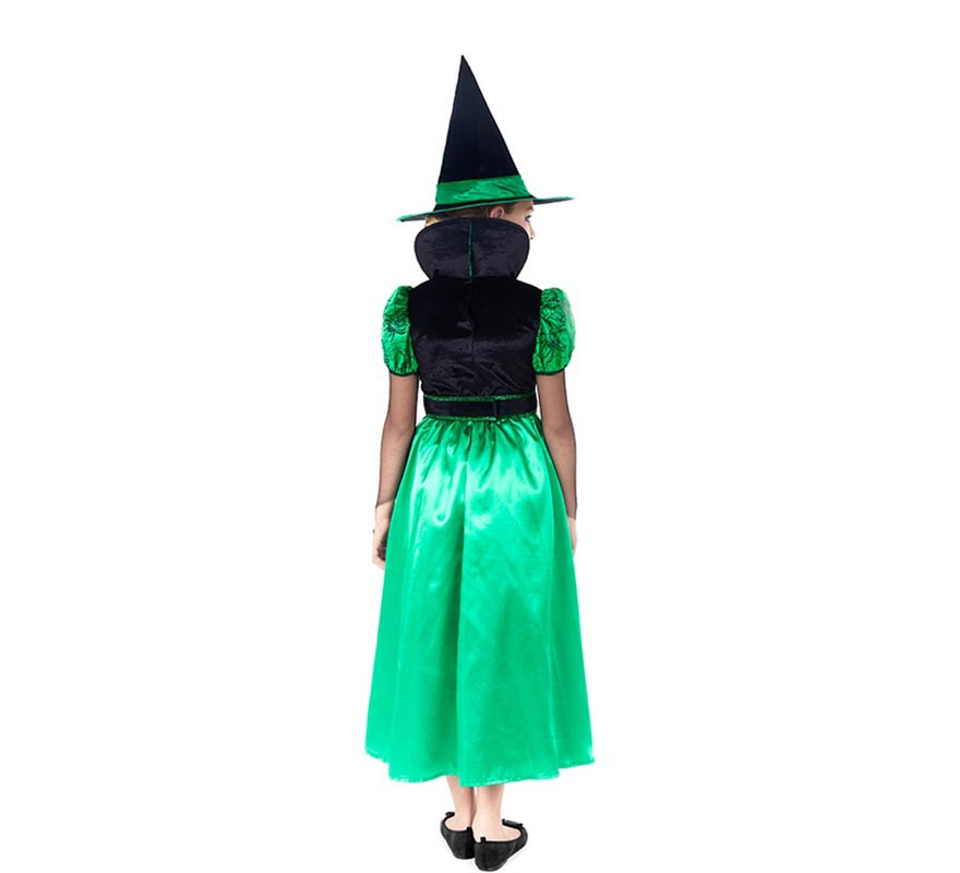 Fato de bruxa verde para menina-B