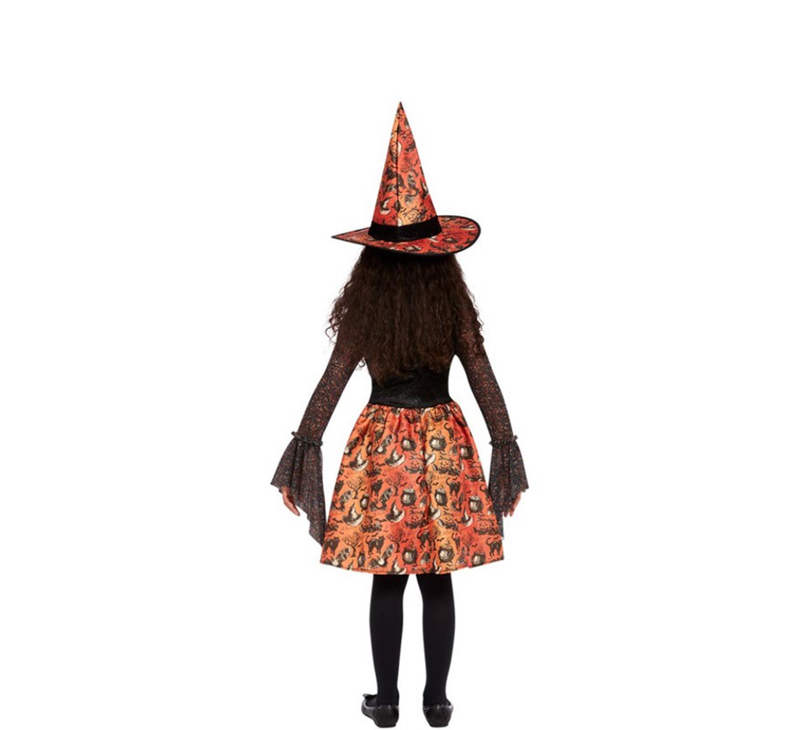 costume vintage orange sorcière pour les filles-B