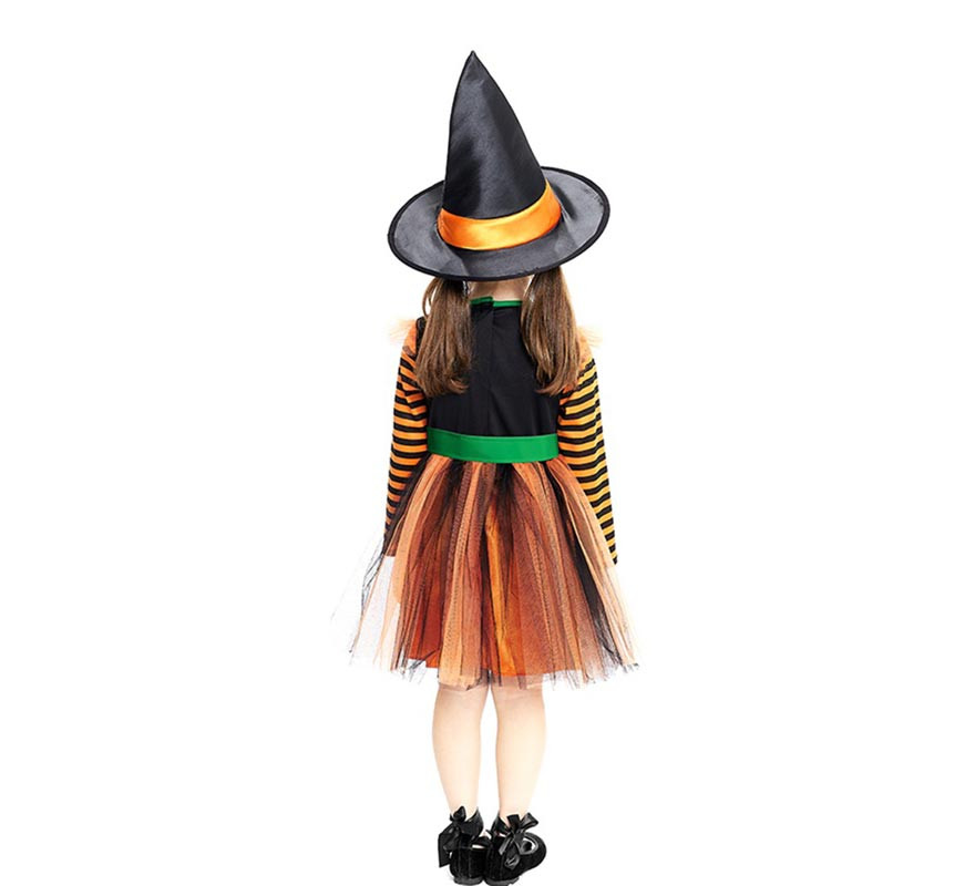 Baby and Girl Pumpkin Witch Costume with Hat-B