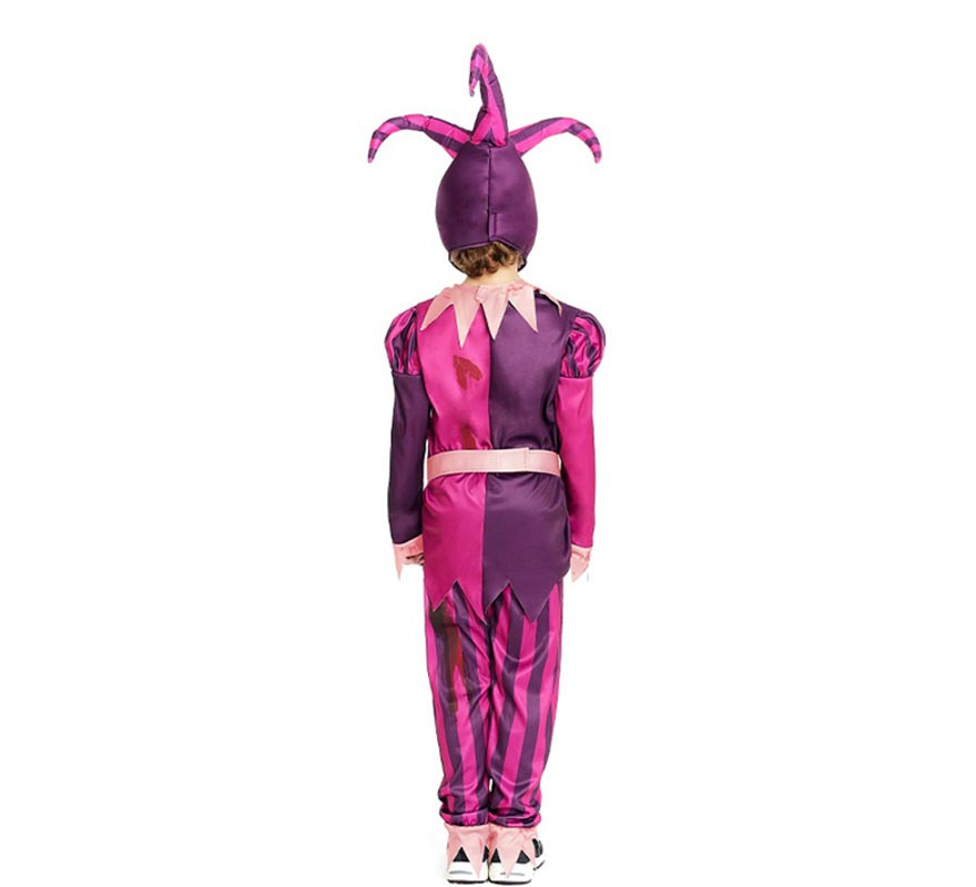 Costume de bouffon tueur violet avec chapeau pour enfants-B