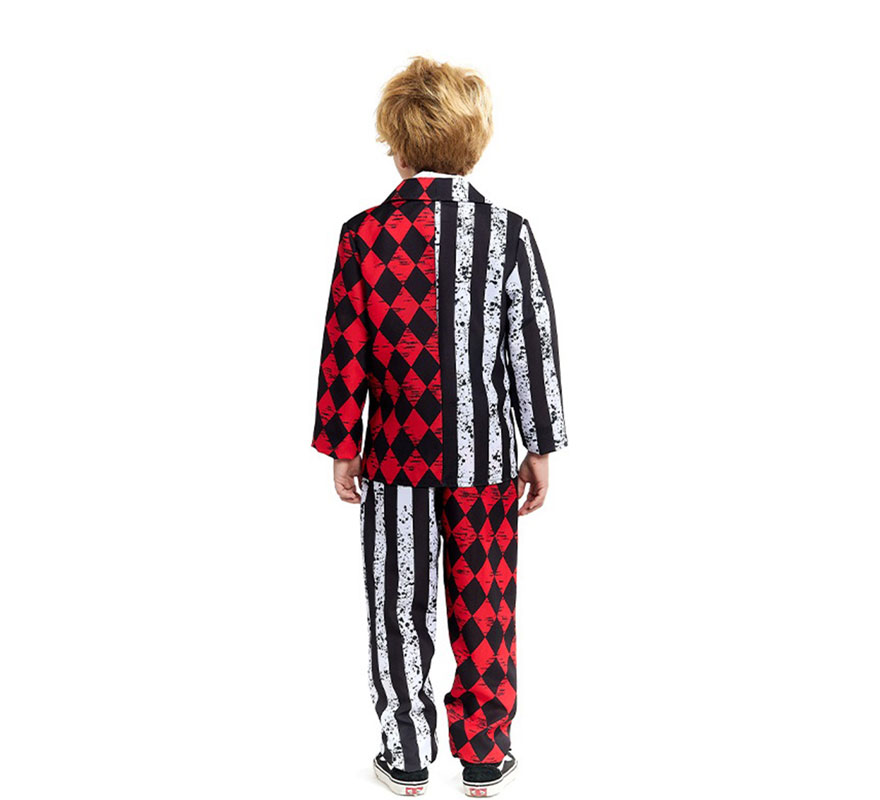 Striped and Diamond-Print Sinister Jester Costume for Boys-B
